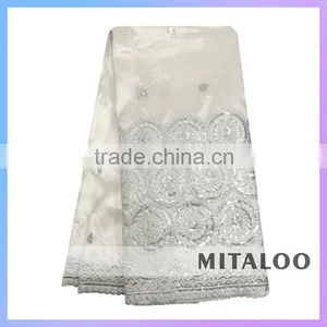 Mitaloo Leaf Green Silk George Lace Fabrics Hot Selling African Raw Silk George Fabrics for 2015 thumbnail-6