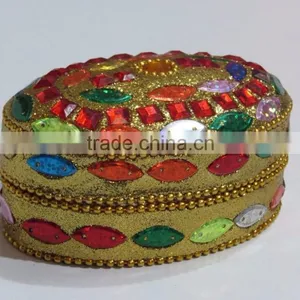 Handcrafted Trinket Oval Box Antique Jewelry thumbnail-3