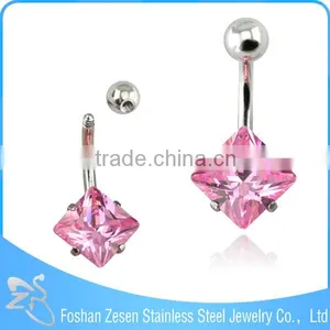 2016 New Arrival Surgical Steel Heart Zircon Hypoallergenic Clip on Belly Button Rings thumbnail-3