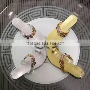 New Design Fashion Flat Summer Sandals 2016 Diamond Gold Chain Brand Flat Sandals thumbnail-5