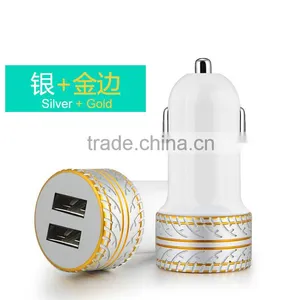 Coteetci 4.8A High Speed Tire Texture Design Aluminum Dual USB Ports Universal Car Charger For Samsung/iPhone/HTC/LG TB-0190 thumbnail-4