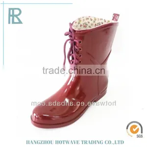 Candy Color Lace up Women Pvc Rain Boots thumbnail-2