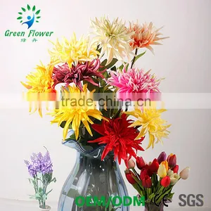 2016 Wholesale Multicolor Latex PU Artificial Flowers Dahlia Real Touch Bouquet Wedding Bridal Decor Display Flower thumbnail-2