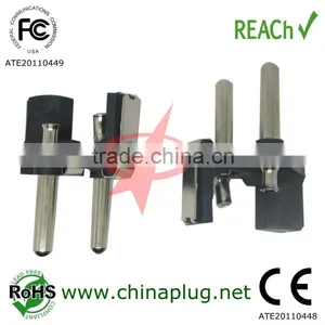 Nickel Plated 4.8mm French AC Plug With 2 Pin ac Power Cord Plug Insert Quality Choice thumbnail-1