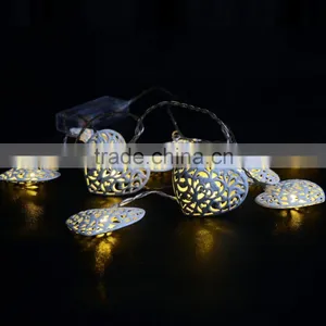 Xmas 10LED White Metal Heart Light Chain thumbnail-1