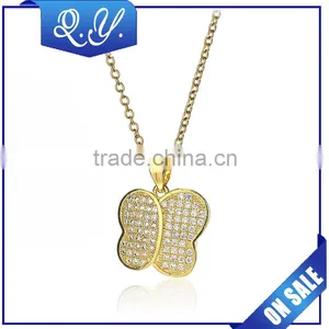 Charming Crystal Rhinestone Necklace Pretty Design Butterfly Shaped Pendant Jewelry thumbnail-1