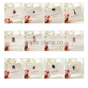 New Design Mini Greeting Card With Antique Brass Alloy Pendant Paper Card Supplier's Choice thumbnail-2
