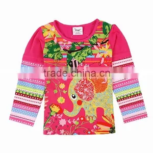 2-6Y (G630#fuchsia&purple) New Winter Animal Printed t Shirt Elephant Fashion for Kids Girls thumbnail-1