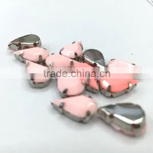 8*13mm Teardrop Peach Pastel Candy Acrylic Rhinestone Metal Claw Garment Trim Sew on Craft Diy Hobby Bags Gemstone thumbnail-1