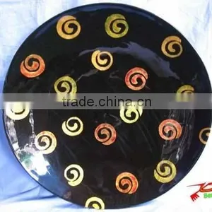 Round Lacquer Plate With Hand-drawing Deco thumbnail-1