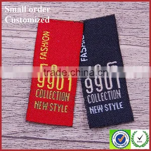Custom Woven Labels Low Minimum Cheap Cham Woven Private Labels for Clothing thumbnail-3