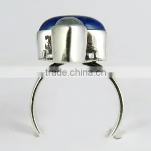 Two Tones Royal !! Lapis & Rainbow Moonstone 925 Sterling Silver Ring, Handmade Silver Jewelry , Wholesale Silver Jewelry thumbnail-6