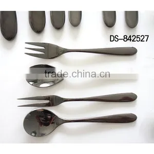 Best Sale Black Titanium Design With Cloth Wheel Light Cutlery Set thumbnail-5