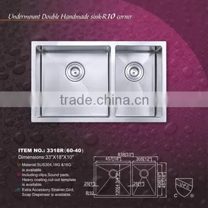Universal Stainless Steel Sinks Undermount Handmade Kitchen Sink Double Bowl Sink thumbnail-2