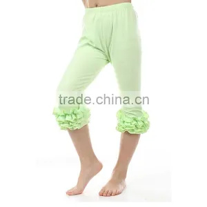 Wholesale Baby Girls Organic Cotton Comfortable Greeen Ruffle Pants for Boutique Girl Fall Wear Baby Clothes thumbnail-1
