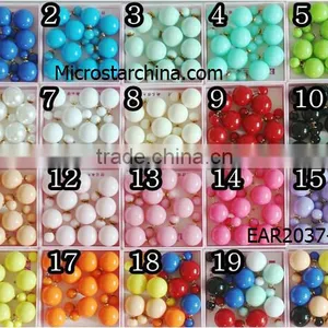 Wholesale Women Fashion Pearl Earring Two Ball Magnetic Ear Stud thumbnail-4