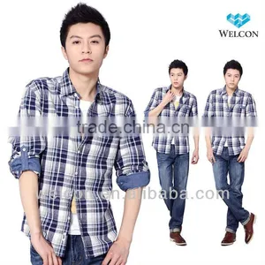 Latest Brand Design European Style Slim Fit Casual Plaids Fancy Fashion Men Linen Shirts thumbnail-1