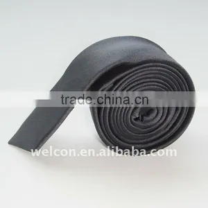 Fashion Mens 100% Silk Plain Black Necktie thumbnail-1