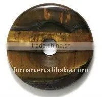 40mm Round Tiger Eye Donut Gemstone Jewelry Pendant thumbnail-1