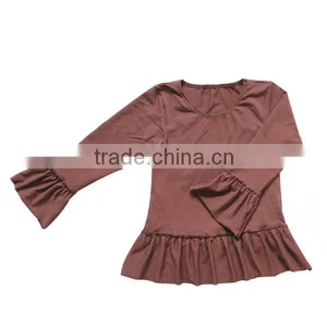 Wholesale 2016 Single Big Ruffle Sleeve and Hem Girls Colorful Baby Girls Shirts Boutique Fall Season Baby Tee Shirts thumbnail-4