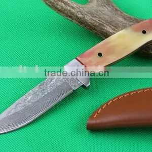 OEM Damascus Blank Blade Knife With Leather Sheath thumbnail-6
