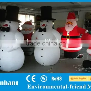 Christmas Decorative Inflatable Snowman With Hat and Santa thumbnail-1