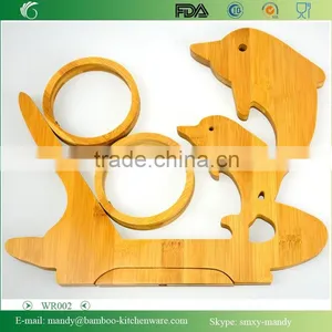 WR002 Dolphin Shape Bamboo Wine Rack, Bamboo Holder for Wine thumbnail-1