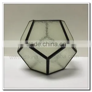 Table Display / Wedding Vintage Glass and Brass Geometric Terrarium, Indoor Garden, Planter Geometric Glass Frosted Terrarium thumbnail-1