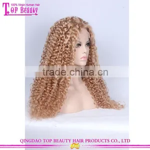 180% Density Blonde Curly Wigs Human Hair Afro Lace Front Wigs Kinky Curly For White Women thumbnail-6