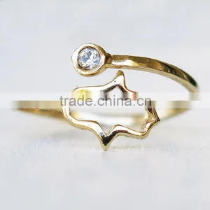 Fashion Gold Plated Adjustable Wedding Rings Cubic Zirconia Engagement Rings thumbnail-1
