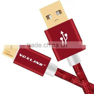 VOXLINK Crocodile Gold Plug Mirco Usb Cable Sync Date Charging Cable Micro Red 1m thumbnail-3