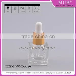 Unique Peffect Cube Shaped 6ml Transparent Glass Dropper Bottles With Aluminum Cap Dropper for Cosmetic Essential Oil thumbnail-1