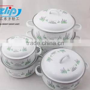 5Pcs Casserole Belly Shape W/Metal Cover Light Color Decor thumbnail-5