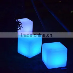 PE Materials Cube Shape Color Changing Led Light Garden Furniture Chairs and Tables thumbnail-1