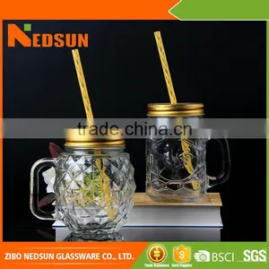 Quality Products 16oz New 2017 Glass Mason Jar With Lid and Straw thumbnail-1