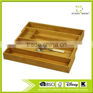 Store More Beautiful and Durable Bamboo Expandable Utility Drawer Cutlery Organizer thumbnail-1
