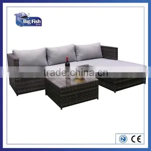 3PCS Rattan Wicker Outdoor Furniture KD Sofa Living Set With Steel Cube thumbnail-1