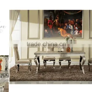 Hot Selling Modern Dining Room Set Luxury Dining Table/Leather Dining Table and Chair thumbnail-1