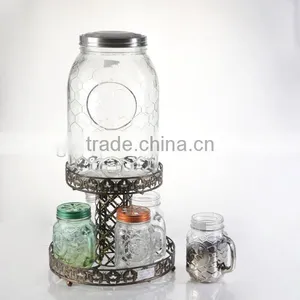 2015 Machine Made Set of 5 Pcs Glass Price of Beverage Dispenser With Spigot Tap thumbnail-1