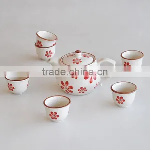 Japanese Style 7 Pcs Stoneware Tea Set With Hand Painted thumbnail-1