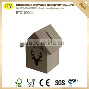 Christmas Gift Unfinished Cheap Wooden Money Box thumbnail-4