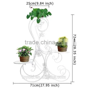 3-Tiered Scroll Decorative Metal Garden Patio Standing Plant Flower Pot Rack Display Shelf Holds 3-Flower Pot Stand thumbnail-5