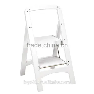 High Quality 3 Step Wood Fold Step Stool Multifunction Step Ladder thumbnail-5