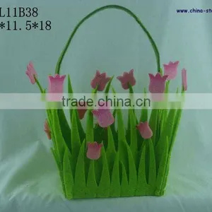 Needle Felt Flower Bag Spring Decor thumbnail-1
