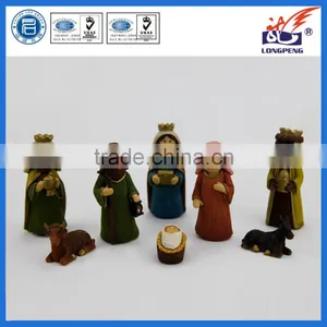 Antique Christmas Polyresin Cartoon Nativity Set Catholic Religious Set thumbnail-1