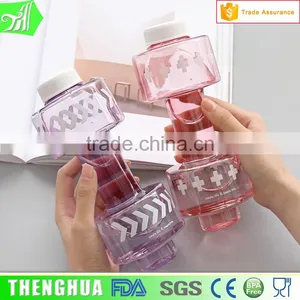 Sports Drinking Plastic Clear Dumbbell Water Bottle With Private Label thumbnail-1