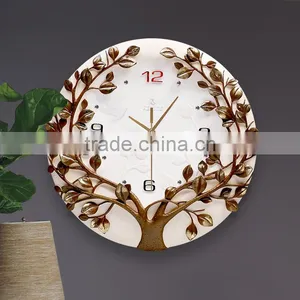 M0026 Momoda Living Room Dining Room Creative Fancy Elegant 3D Tree Wall Clock Quartz Home Decoration Gold Silver Art Wall Clock thumbnail-1
