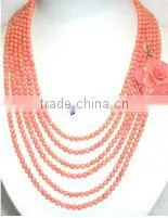 5mm Carving Flowers Original Coral Beads Necklace thumbnail-1