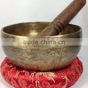 High Quality Double Dorje Tibetan Mantra Carving Singing Bowl thumbnail-2