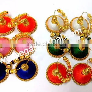 Stylish Handmade Silk Thread Jhumkas Earrings,Indian Fashion Jhumka Earrings,factory Direct Fashion Jewelry thumbnail-2